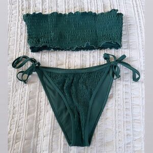 Pacsun, Green, Swimsuit bikini SET bandeau strapless, Small